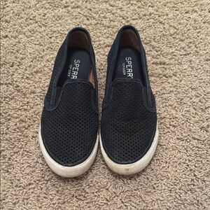 Sperry Women's Navy Perforated Slip-Ons